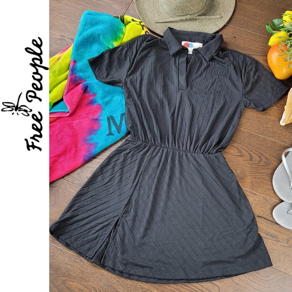 Free People Beach Ribbed Collared Dress